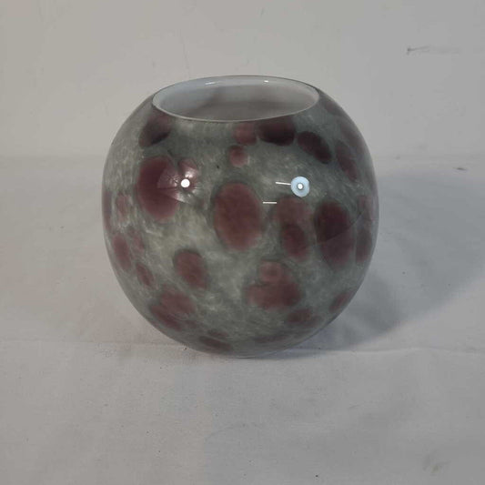 GREY/PURPLE BLOWN GLASS VASE