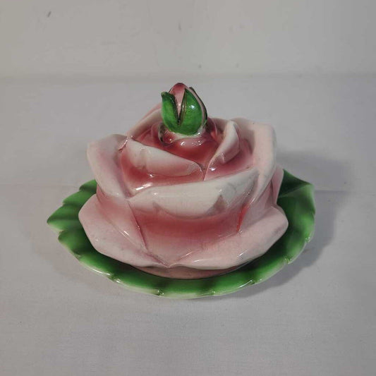COUNTESS ROSE PINK FLOWER BLOSSOM BUTTER DISH