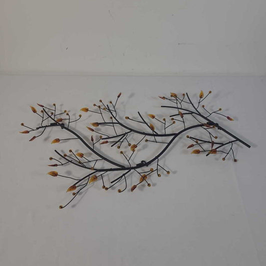 METAL WALL ART W/ AMBER LEAVES