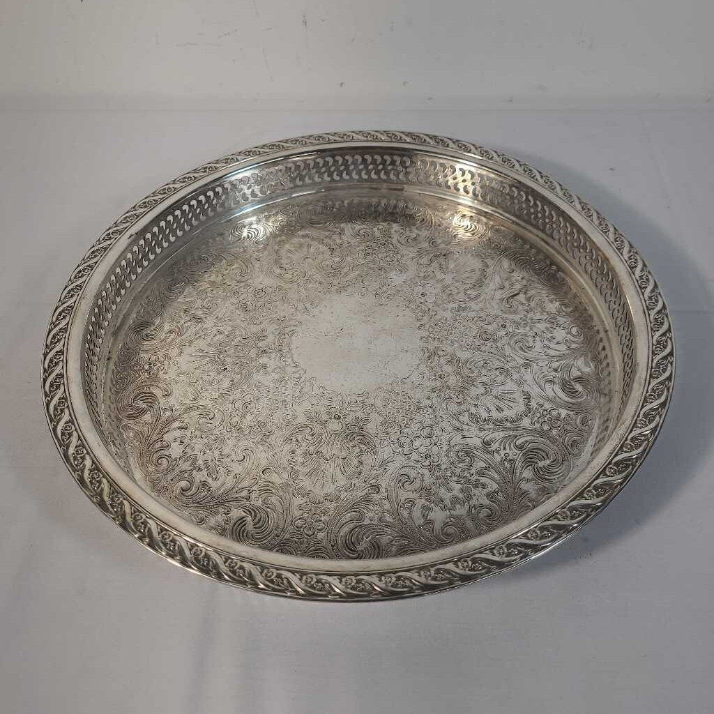 SILVER PLATTED ROUND SERVING TRAY