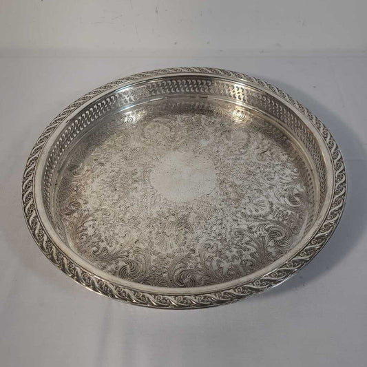 SILVER PLATTED ROUND SERVING TRAY