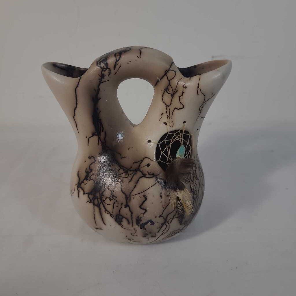 VTG NAVAJO HORSE HAIR DREAM CATCHER JUG