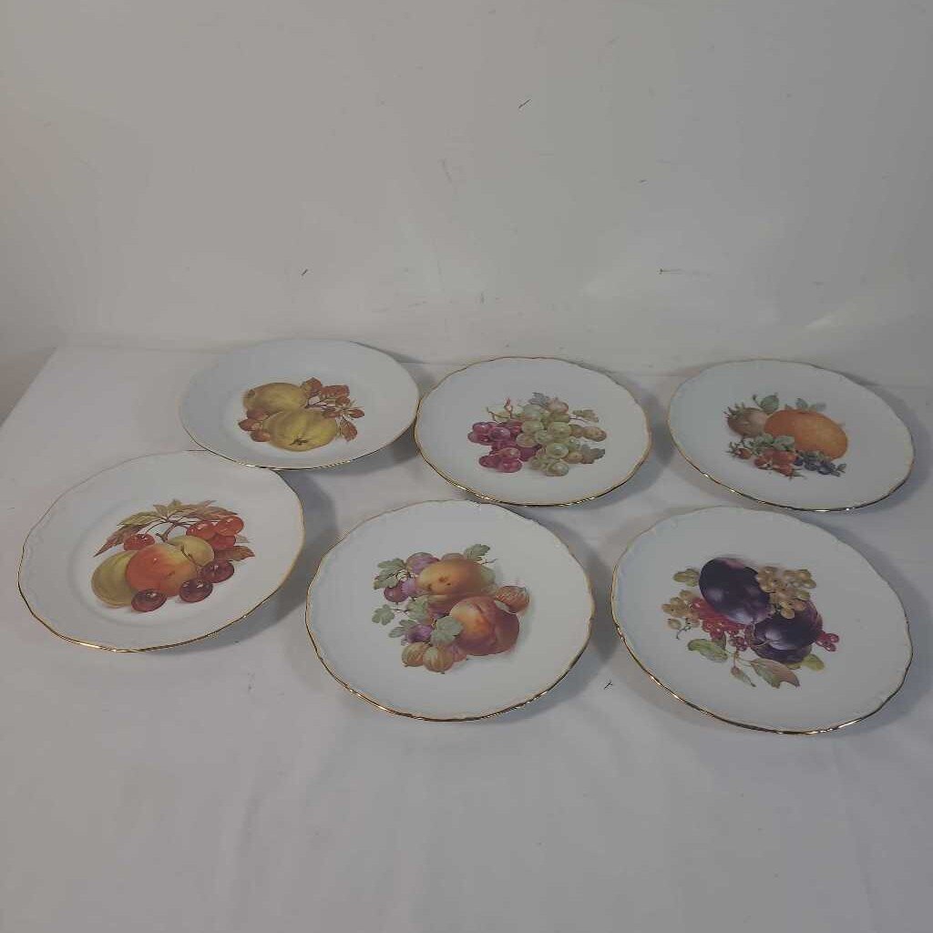 S/6 BAVARIAN FRUIT PLATES