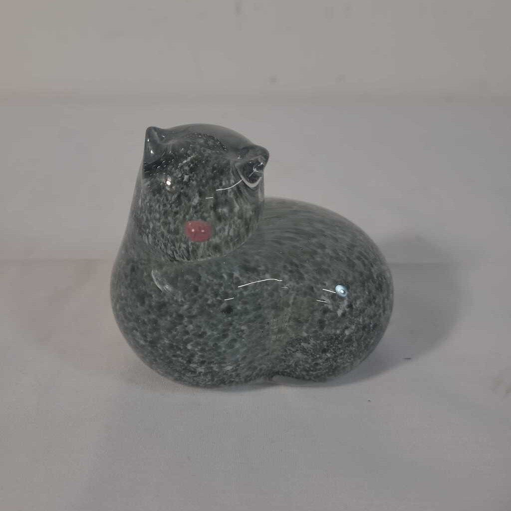 WEST ELM GLASS CAT - GREY