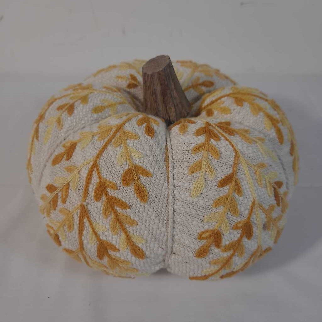 FABRIC PUMPKIN W/ORANGE STITCHING
