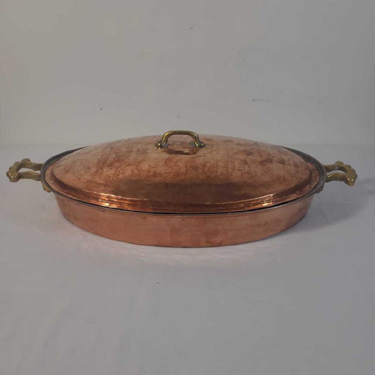 VTG COPPER CASSEROLE W/LID