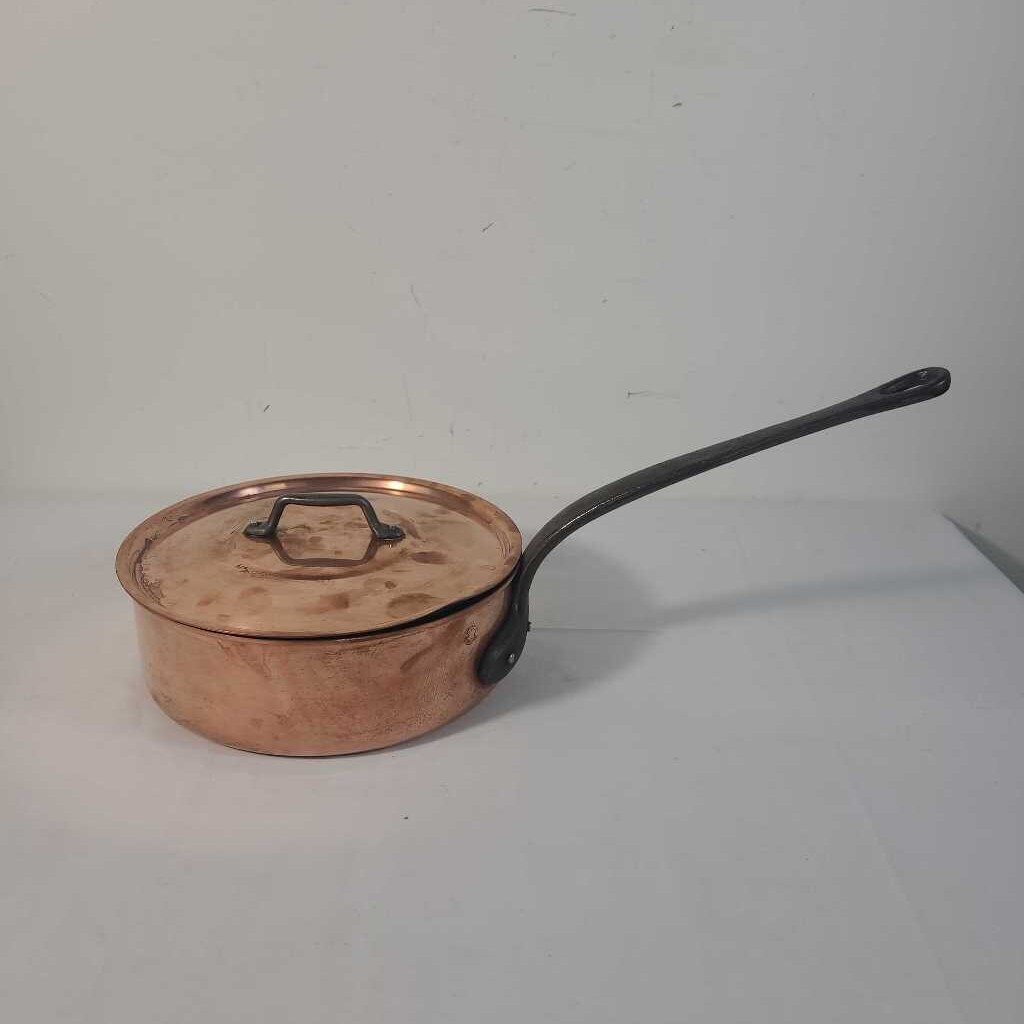 VTG FRENCH COPPER SAUTE PAN W/LID