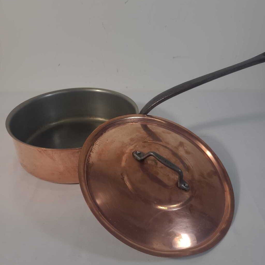 VTG FRENCH COPPER SAUTE PAN W/LID