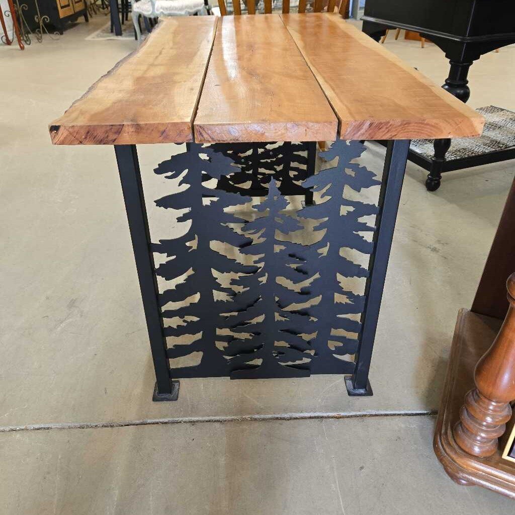LIVE EDGE TABLE W/LASER CUT TREE LEGS