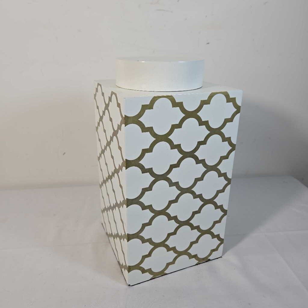 GOLD & WHITE LIDDED JAR