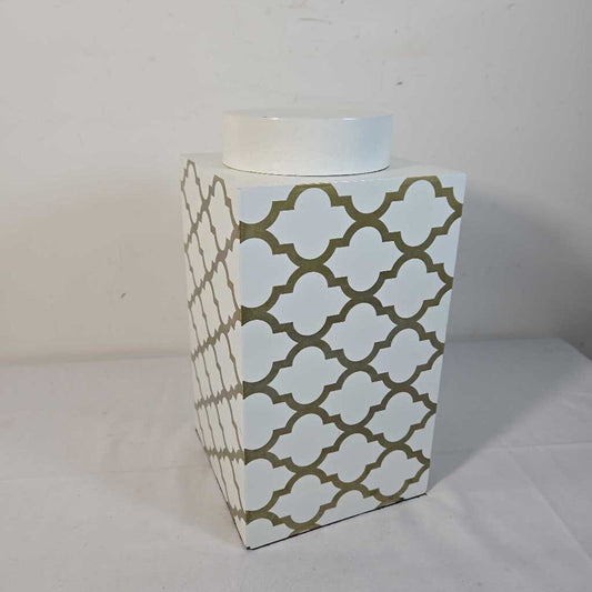 GOLD & WHITE LIDDED JAR
