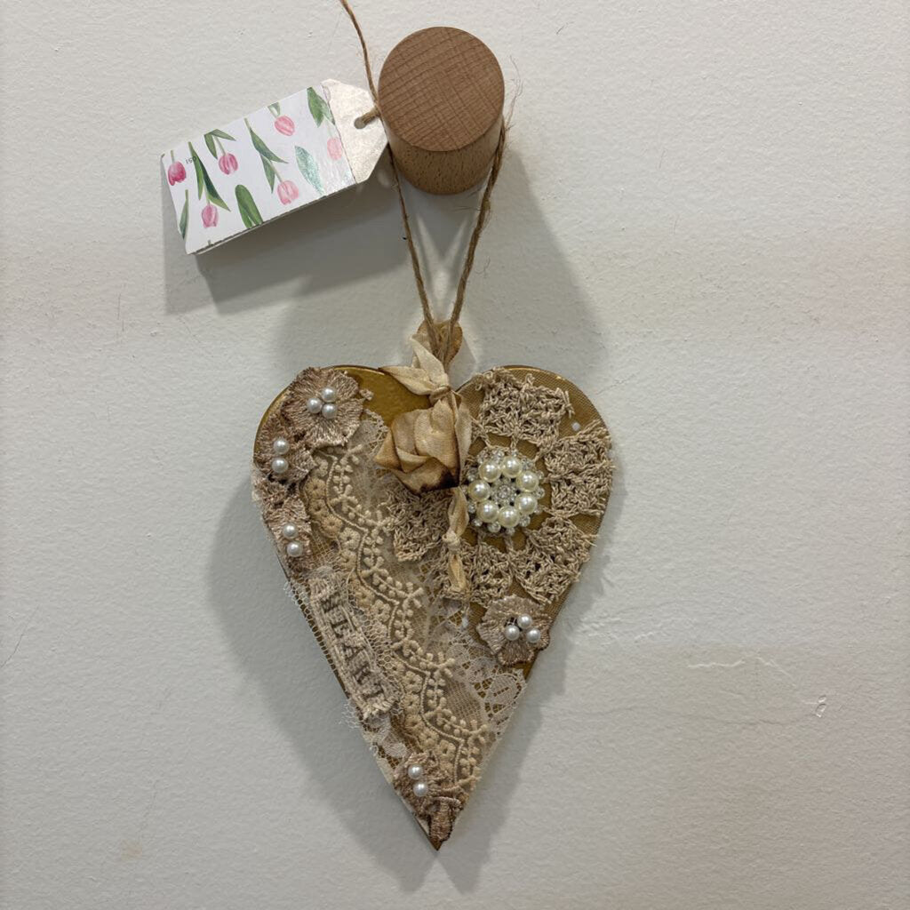 Ceramic Decorated Gold Heart