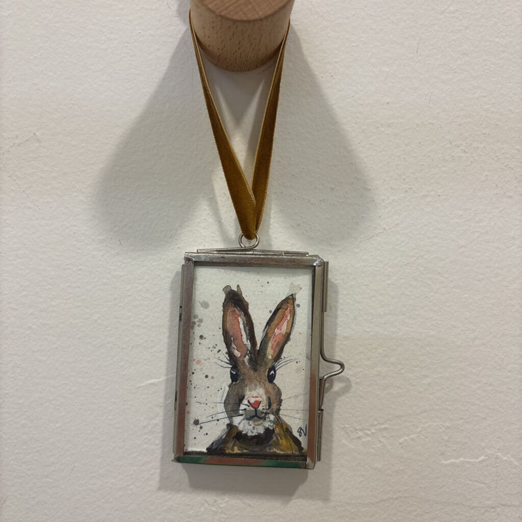 Hand Painted Rabbit In Mini Frame