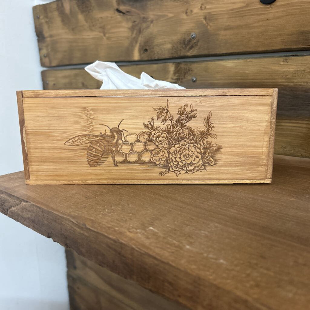 Honey bee wooden Tissue box cover