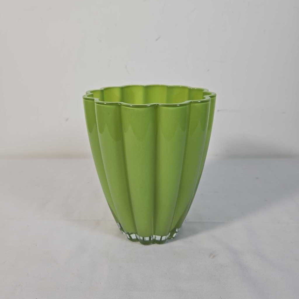 GREEN GLASS VASE