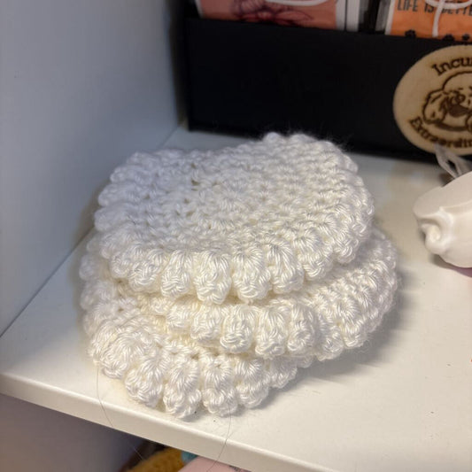 White Crochet Coasters (4)