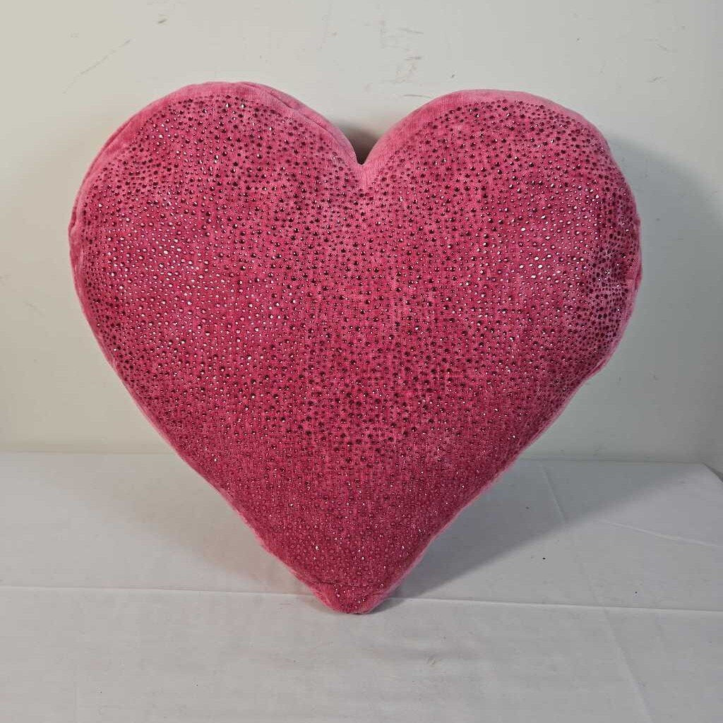 PINK JEWELED HEART PILLOW
