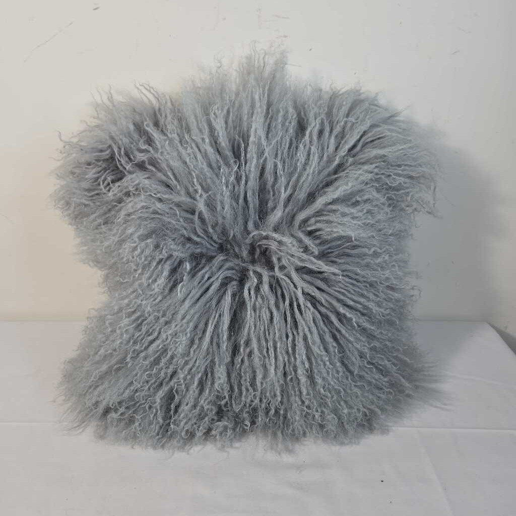 GREY FAUX SHEEP SKIN DOWN FILLED PILLOW