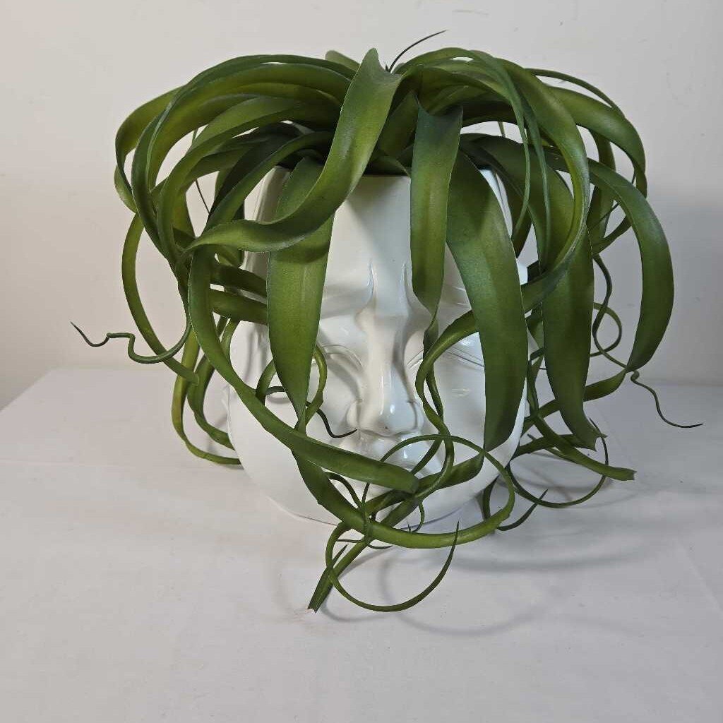 MULTIPLE FACE PLANTER W/FAUX GREENERY
