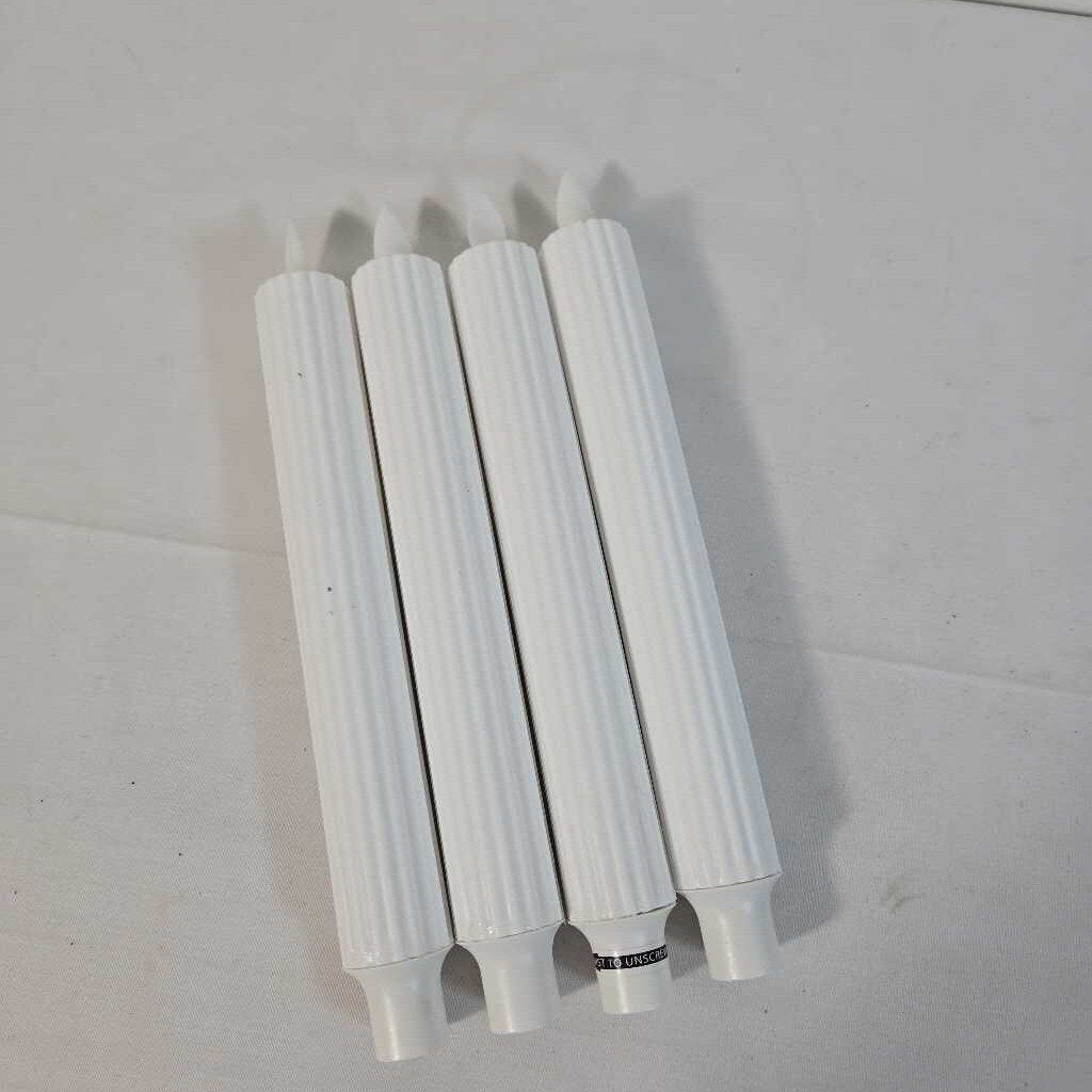 S/4 RIBBED LED CANDLES