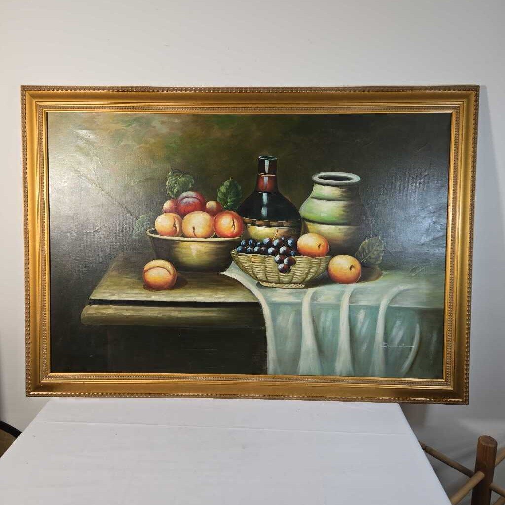 FRUIT STILL LIFE IN GOLD FRAME