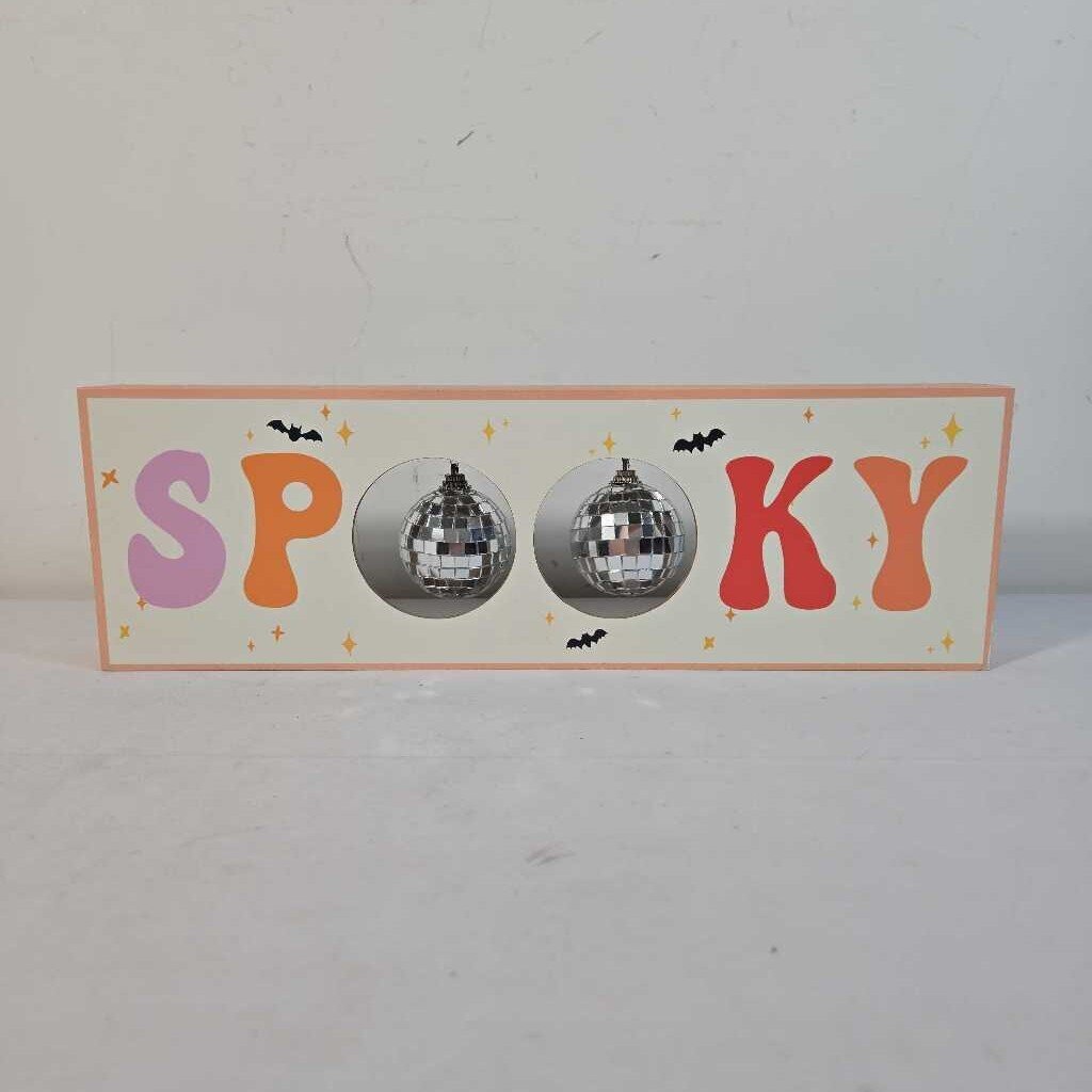 SPOOKY SIGN W/DISCO BALLS