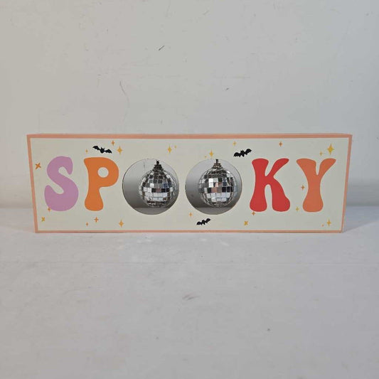 SPOOKY SIGN W/DISCO BALLS