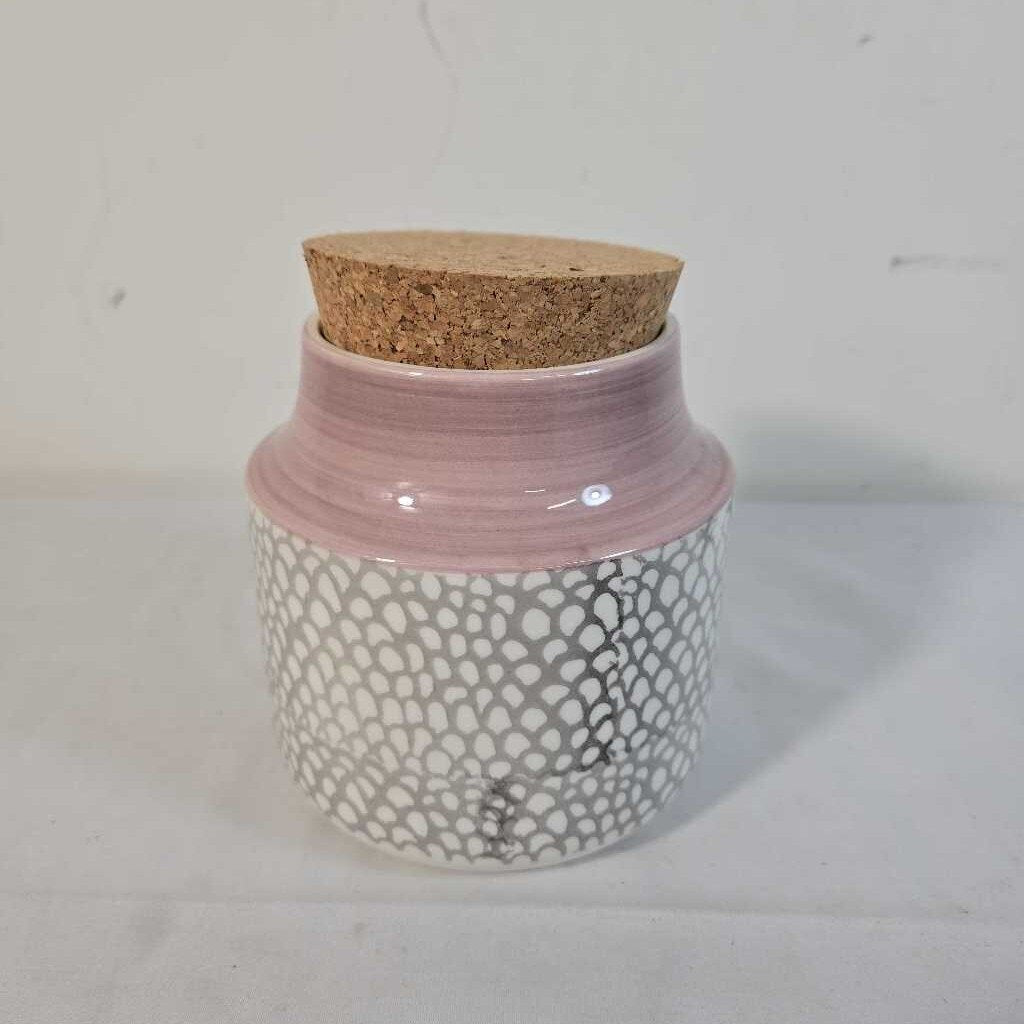 PINK & GREY CORK LIDDED JAR