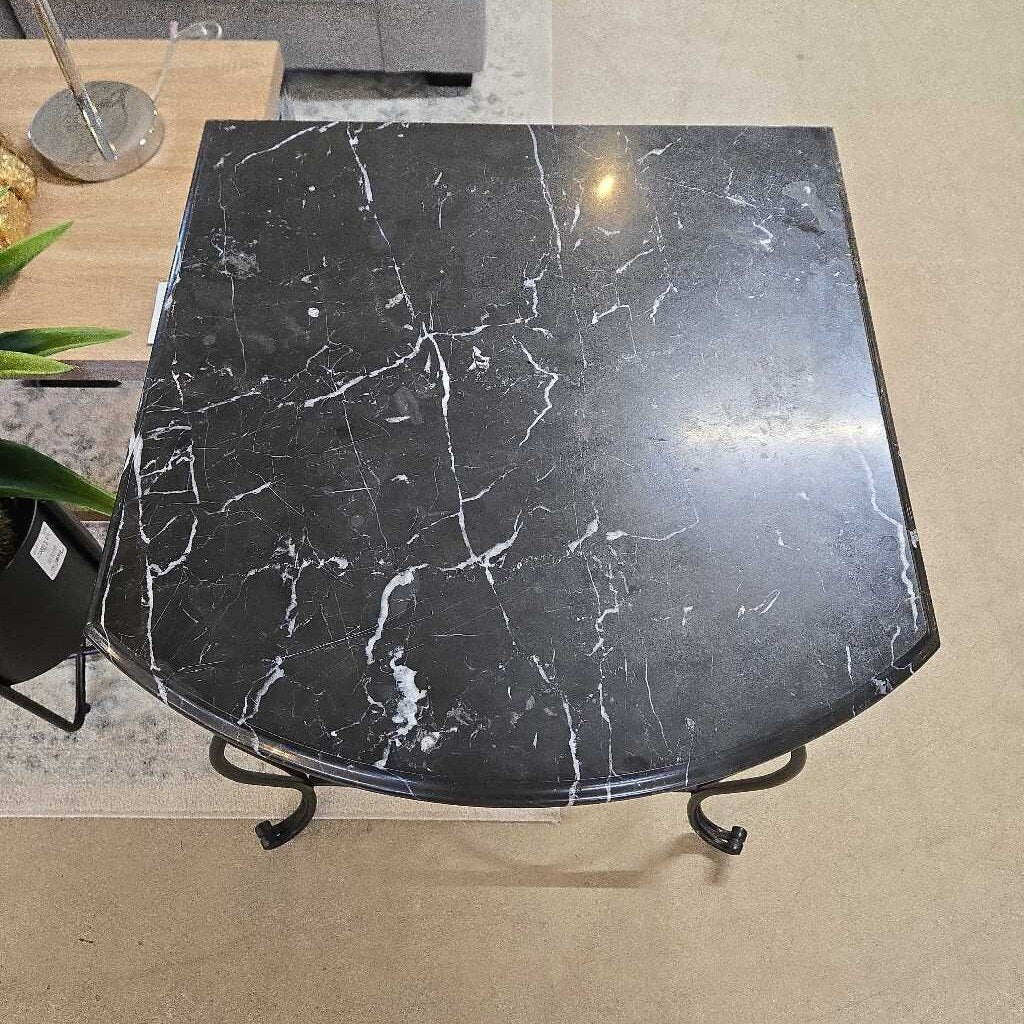 SLATE TOP ACCENT TABLE W/WROUGHT BASE