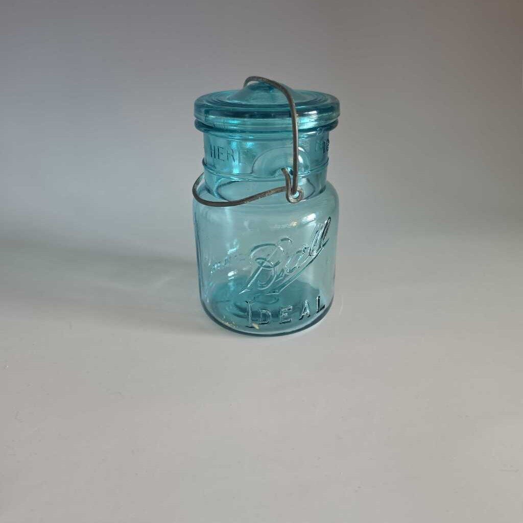 Blue IDEAL Glass Bail & Wire Canning Jar