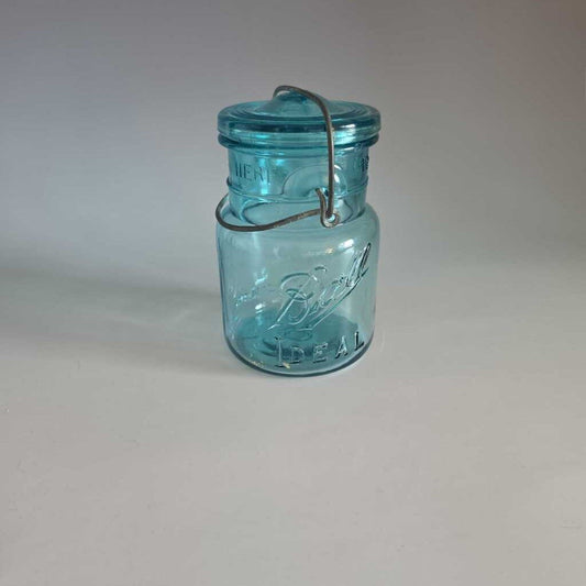 Blue IDEAL Glass Bail & Wire Canning Jar