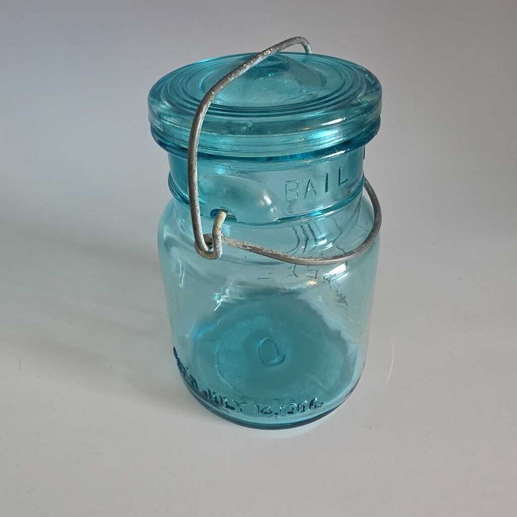 Blue IDEAL Glass Bail & Wire Canning Jar