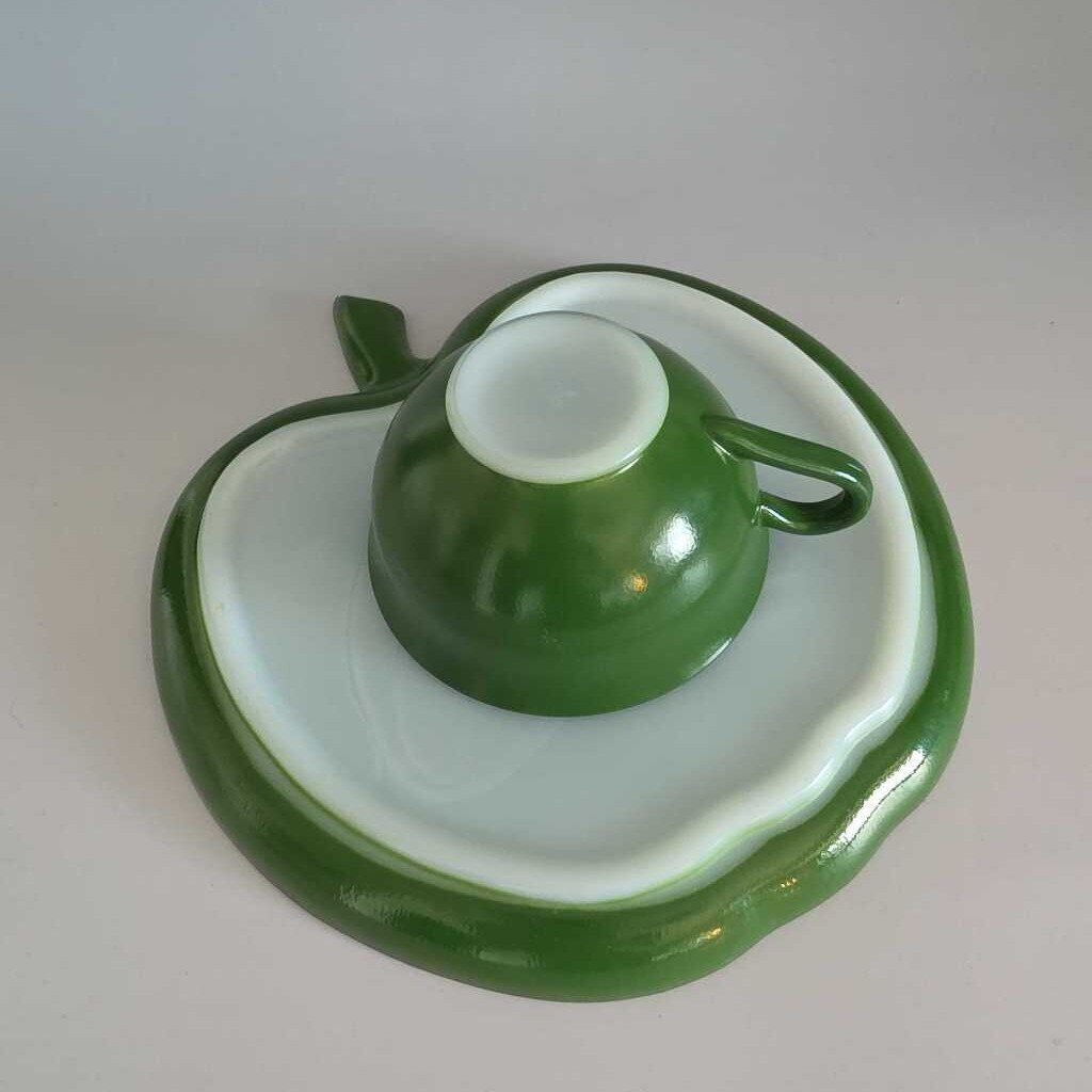 1950s HAZEL ATLAS Orchard Ware Platonite Glass Set Green