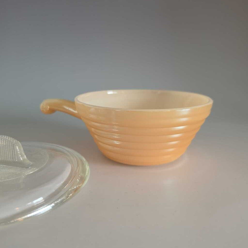 FIRE-KING "BEEHIVE" Individual Casserole/Soup Handled Bowl