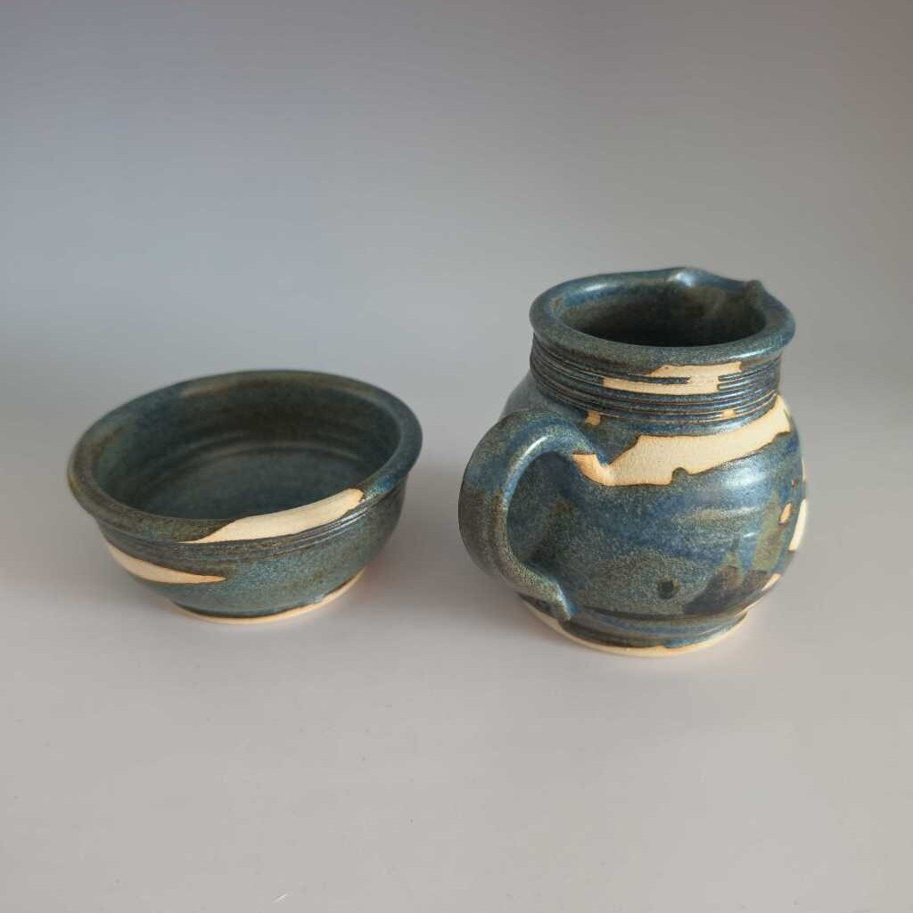 Pottery Cream and Sugar "DOON" Signed LORIE, EIRE