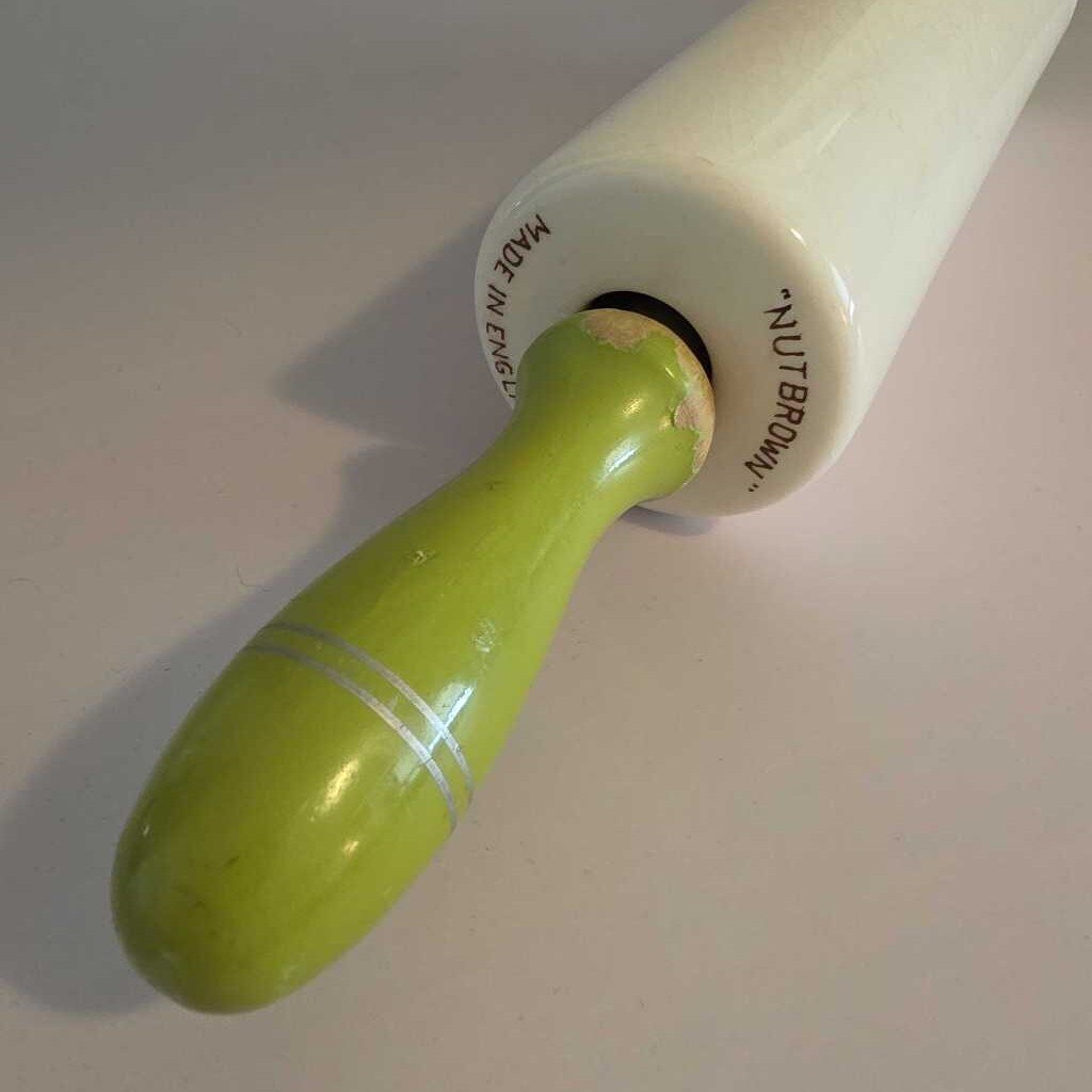 1950s "NUTBROWN" Made in England Ceramic Rolling Pin