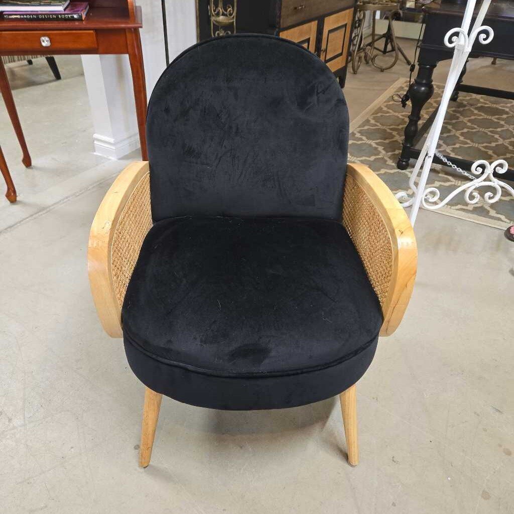 CANE & VELVET CHAIR