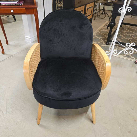 CANE & VELVET CHAIR