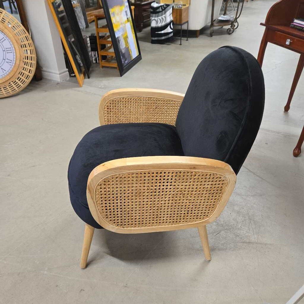 CANE & VELVET CHAIR