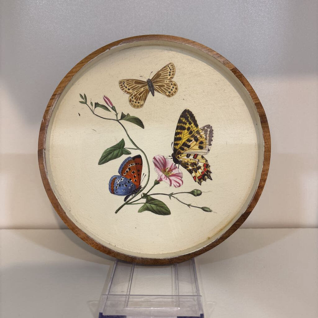 BOTANICAL WOODEN ROUND TRAY