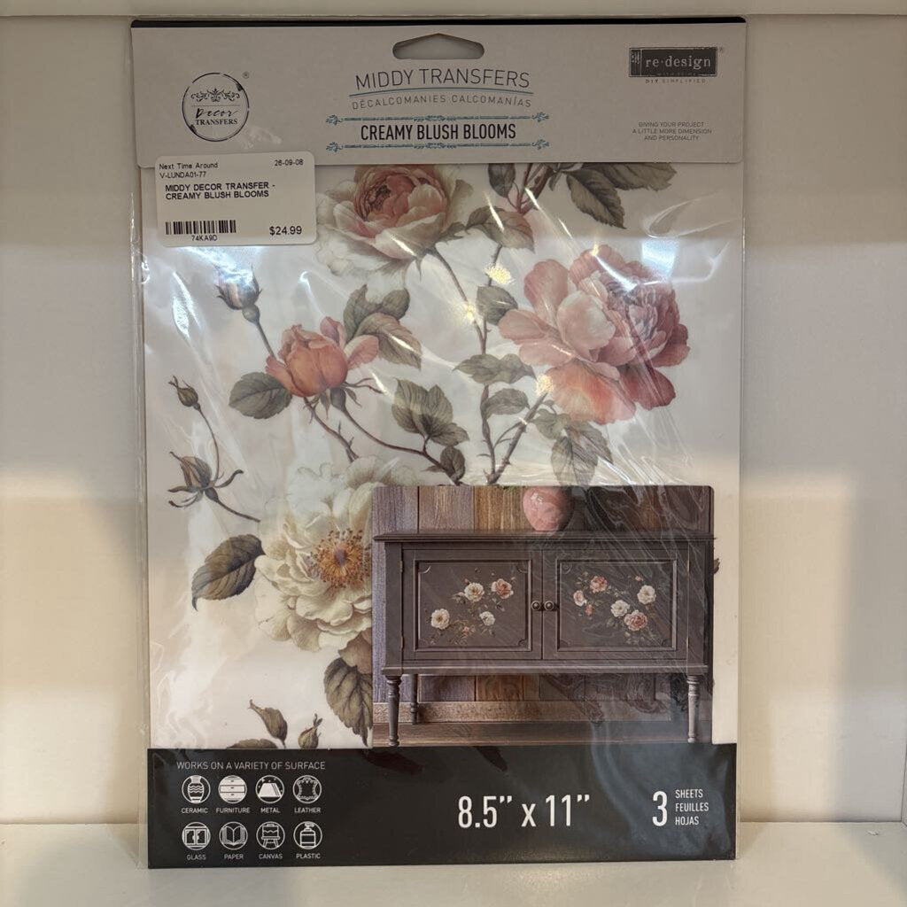 MIDDY DECOR TRANSFER - CREAMY BLUSH BLOOMS
