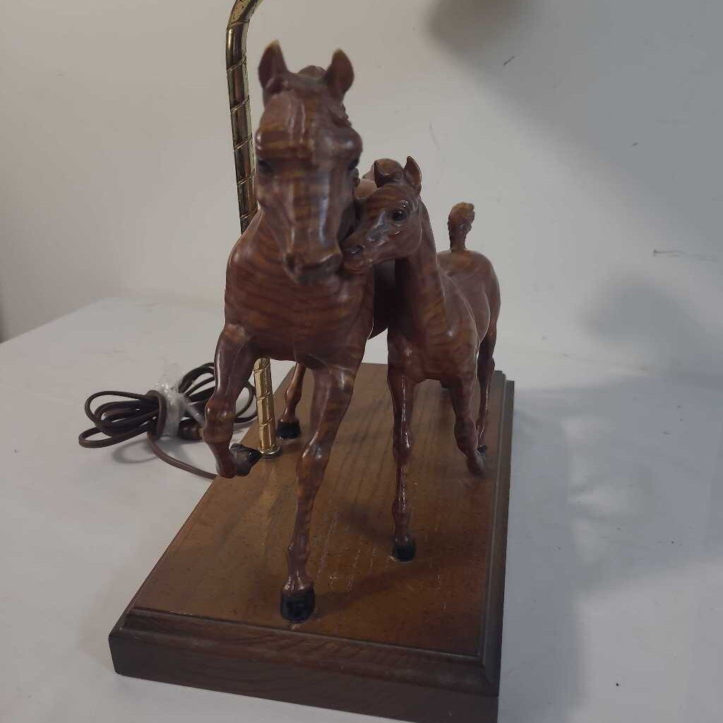VTG MARE & FOAL WOOD LAMP