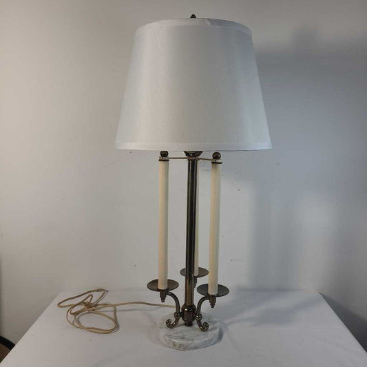 VTG BRASS & MARBLE BOUILLOTTE-STYLE LAMP