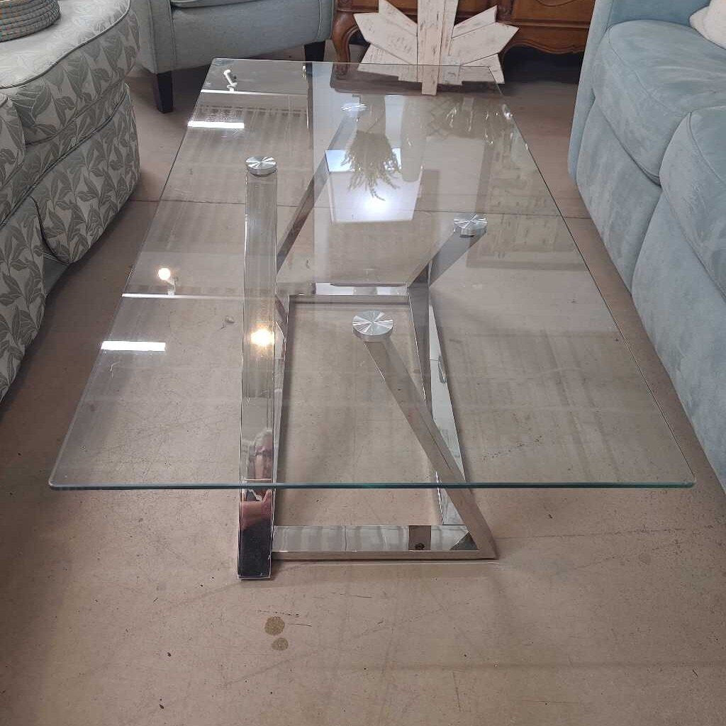 GLASS & CHROME COFFEE TABLE