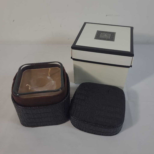 PARTYLITE CANDLE IN LEATHER BOX