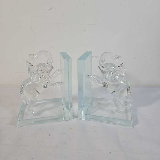 PR GLASS ELEPHANT BOOKENDS