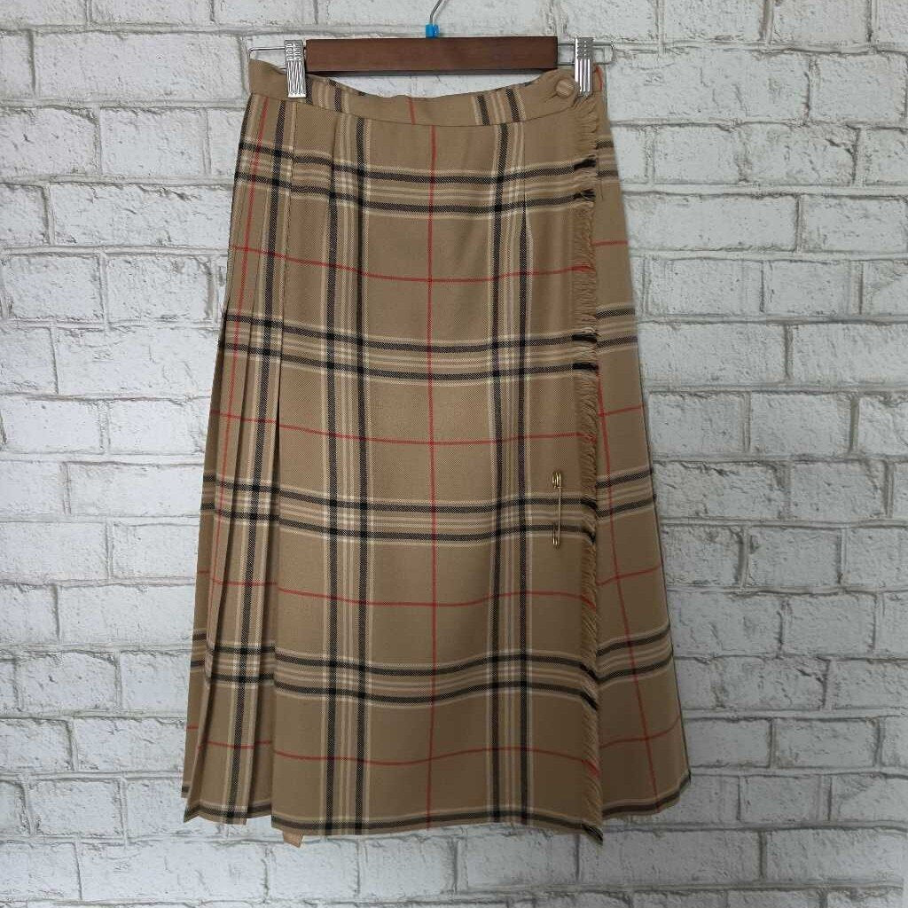 Vintage HIGHLAND QUEEN Tan (Burbury) Plaid Wool Kilt