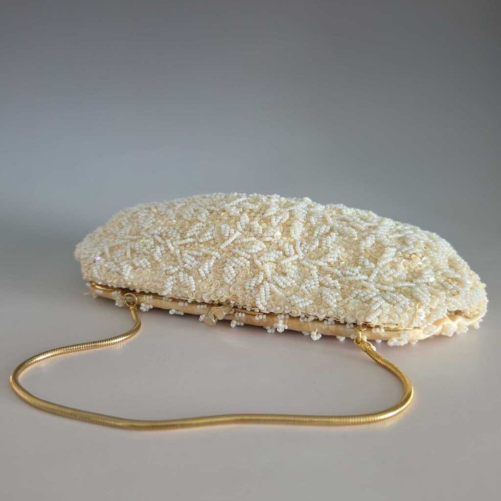 Vintage White Hand Beaded Hand Bag Hong Kong