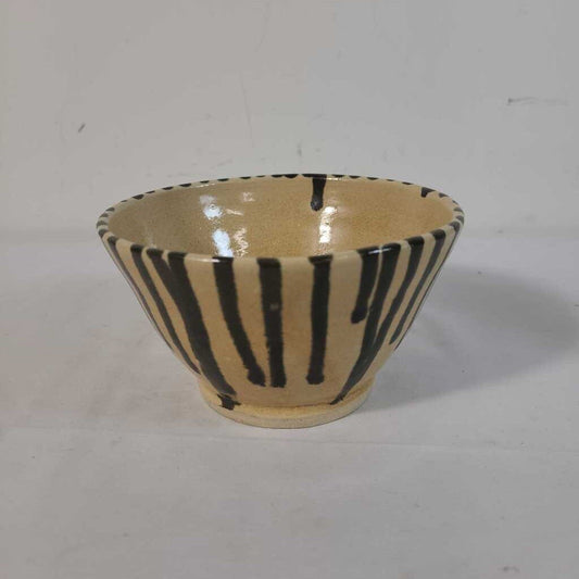YELLOW W/ BROWN DRIPS POTTERY DISH