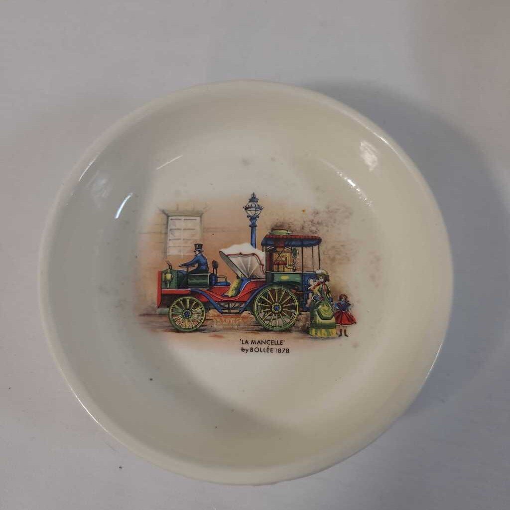 S/4 CERAMIC VTG TRANSPORTATION COASTERS IN A LEATER CARRIER